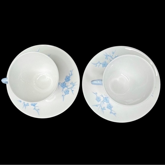 SPODE Antique Bone China Cups And Saucers Geisha Light Blue Blanche de Chine - Picture 5 of 13